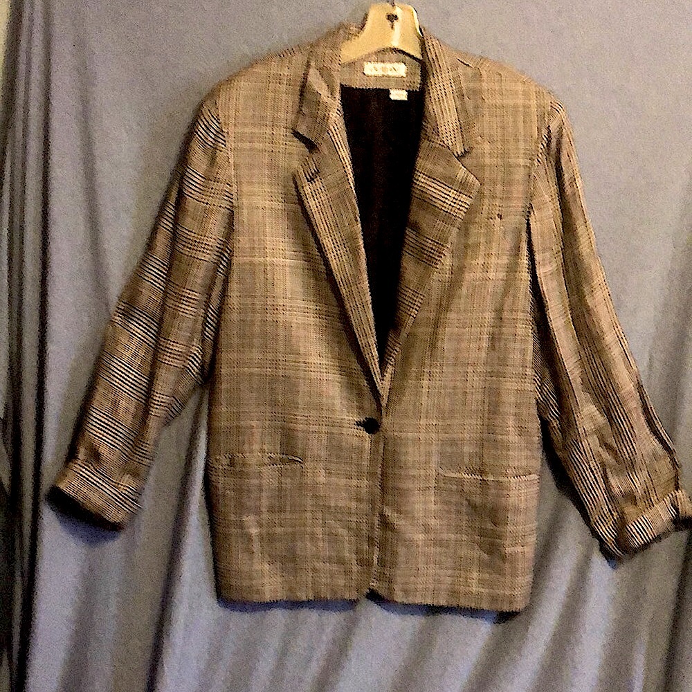Light weight Castelano black/white/red single button blazer size lg (12-14)